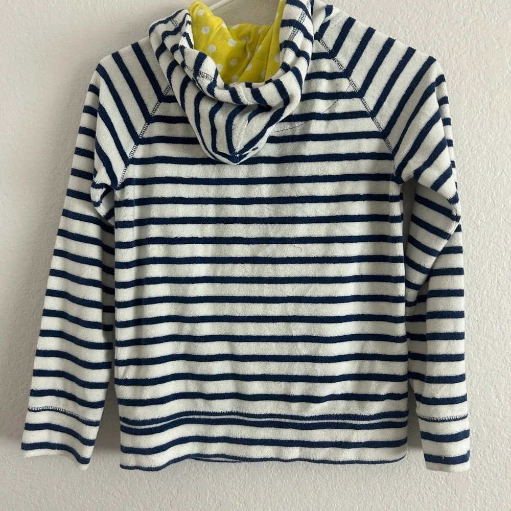 Mini Boden Boys Terry Cloth Striped Zip Up Jacket with Hood 11-12Y